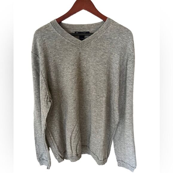 Davis & Squire grey wool blend V-neck long sleeved sweater men’s XL - Picture 1 of 7